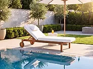 Sun Lounger with Cushion LATERZA  Reclining Certified Acacia Wood White_1165851