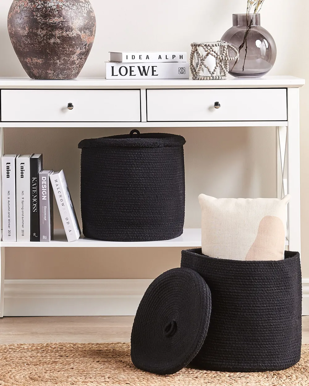 Set of 2 Baskets SILOPI Cotton Black