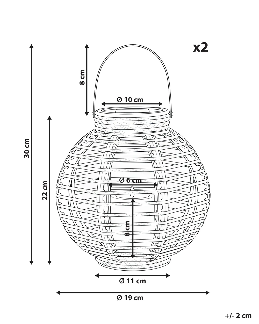 Set of 2 Solar Powered Lanterns SEBU 30 cm Natural_1042008
