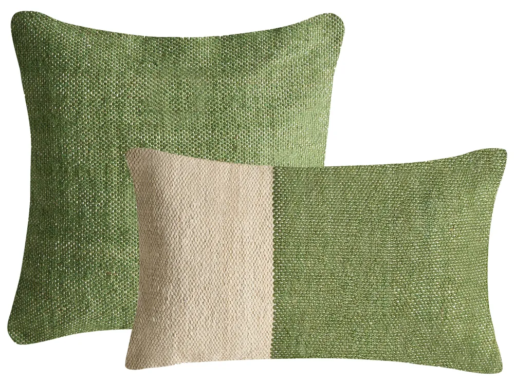 Set of 2 Decorative Cushions ANISOPTERA 30 x 50 cm 45 x 45 cm Cotton Green Solid