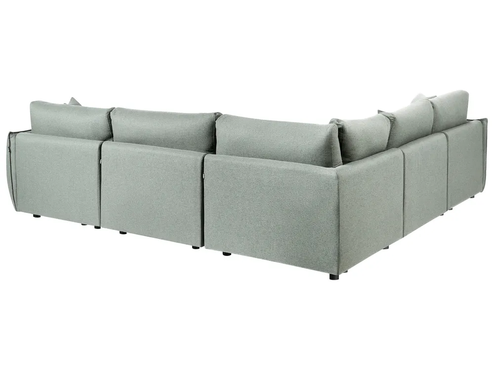 Modular Corner Sofa 5 Seater MESNALI Fabric Green Left Hand_1046671
