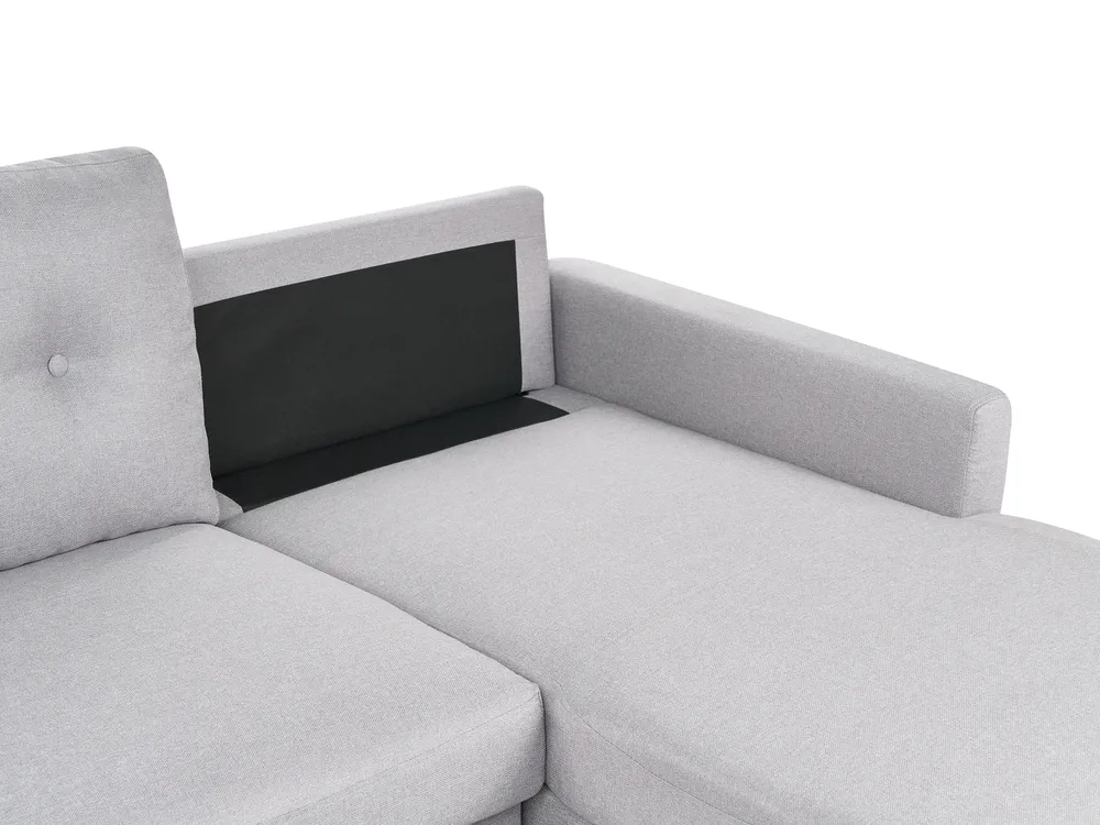 Corner Sofa Bed 4 Seater FLAKK with Storage Fabric Light Grey Left Hand_745724