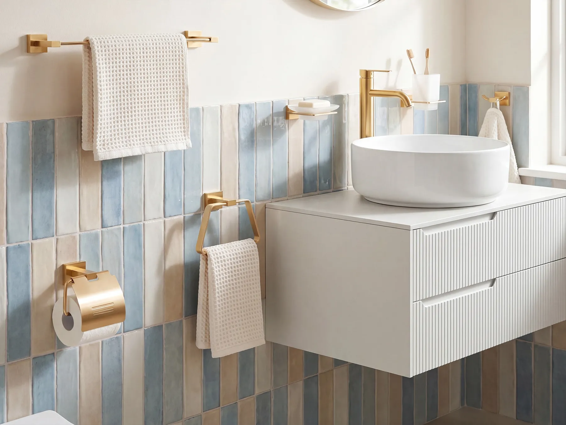 6-Piece Bathroom Hardware Set RIOHACHA with Towel Bars and Hooks Gold_989463