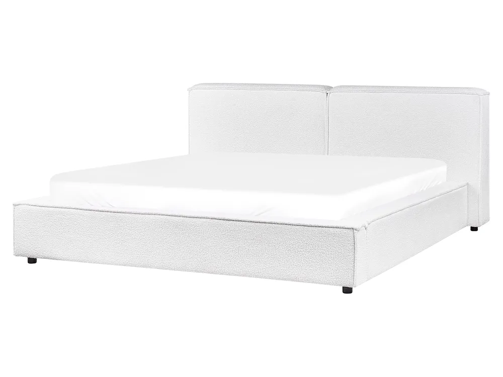 Säng med lamellram Bouclé LINARDS 160 x 200 cm Vit_930531