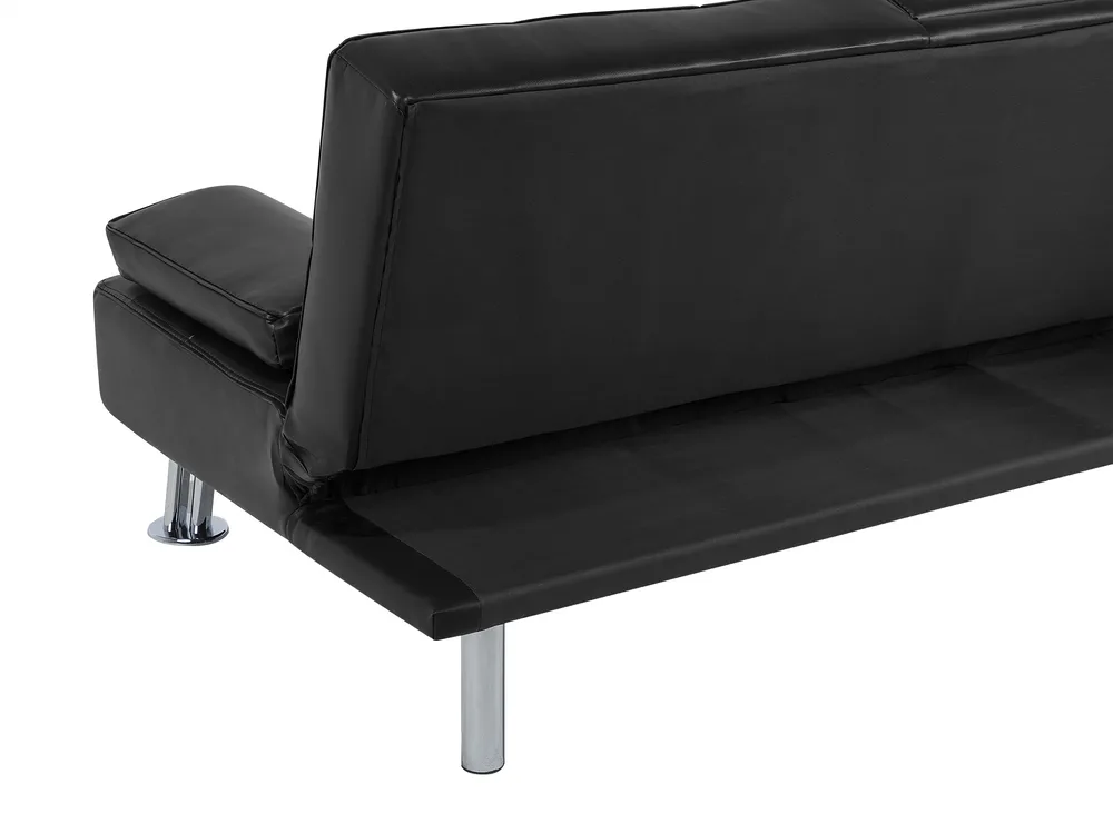 Sofa Bed 3 Seater ROXEN Faux Leather Black_701822