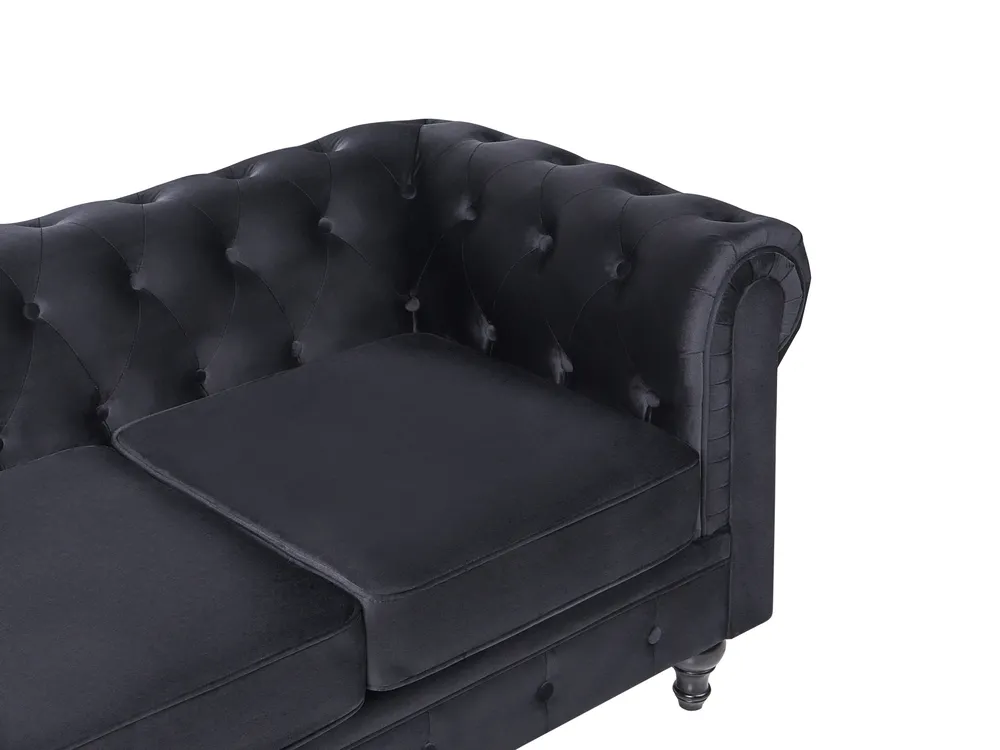 Sohvaryhmä 4-istuttava CHESTERFIELD Sametti Musta_707693