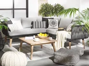 Garden Corner Sofa with Table 5 Seater ALCAMO Acacia Wood Black Left Hand_797768