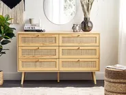 6 Drawer Chest PEROTE Rattan Light Brown_841325