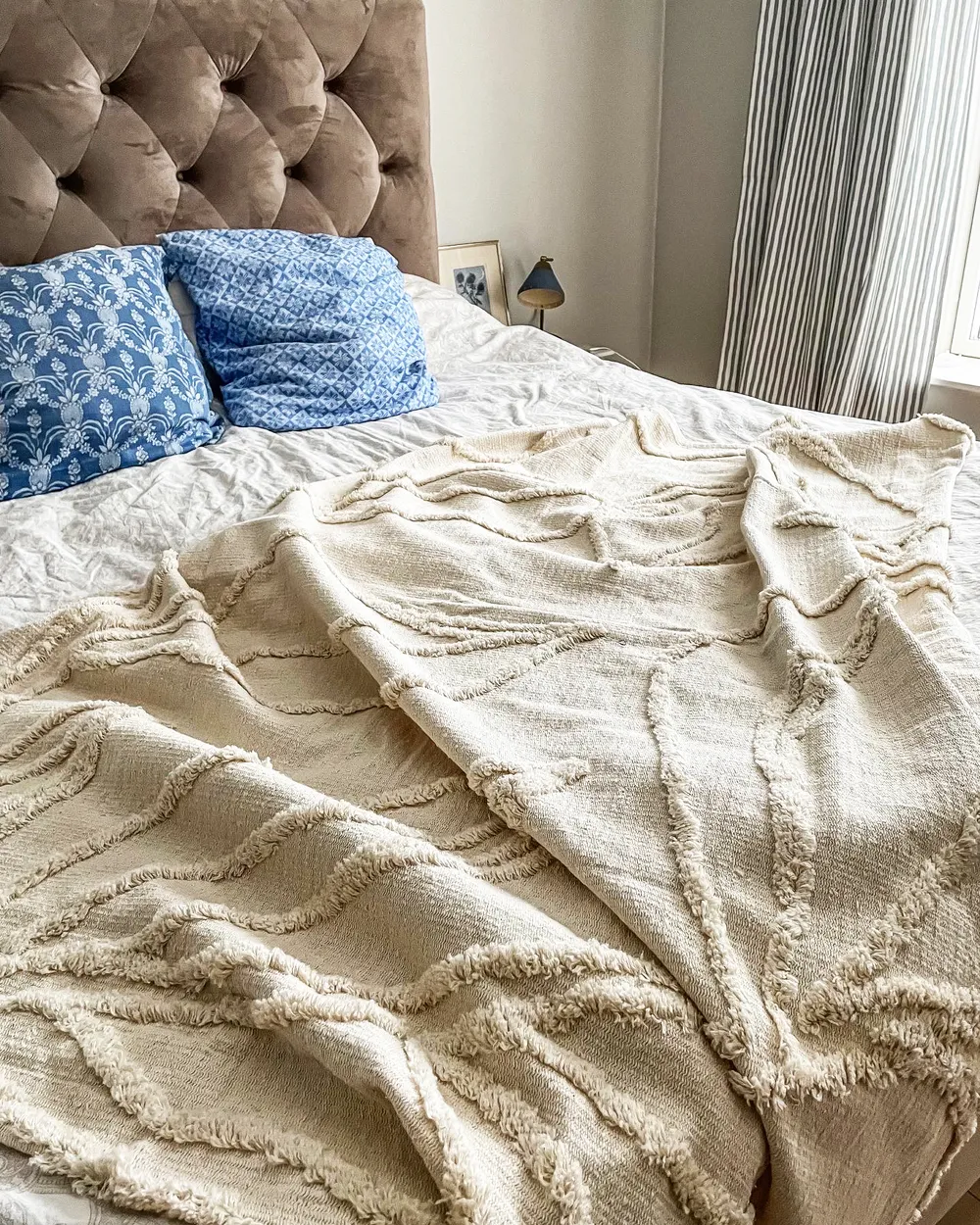 Blanket ACACIA Cotton 130 x 160 cm Beige_846839