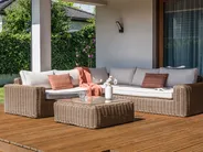 Garden Corner Sofa with Ottoman 6 Seater PALERMO Modular PE Rattan Brown_927910