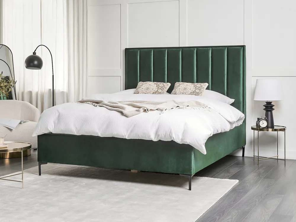 Ottoman Bed SEZANNE Velvet Dark Green 160 x 200 cm (EU King Size)