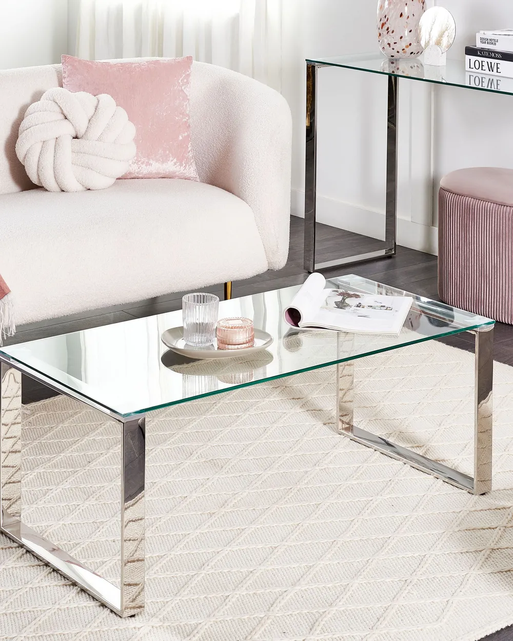Console Table TILON Tempered Glass Silver_857828