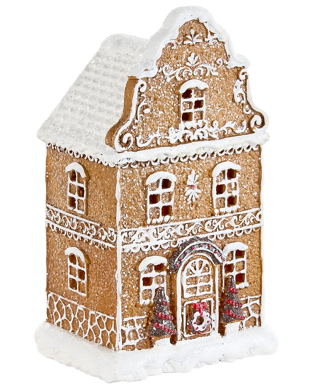 Set med 3 juldekorationer LED RIMPI 21/25/26 cm Hus Brun_1175136