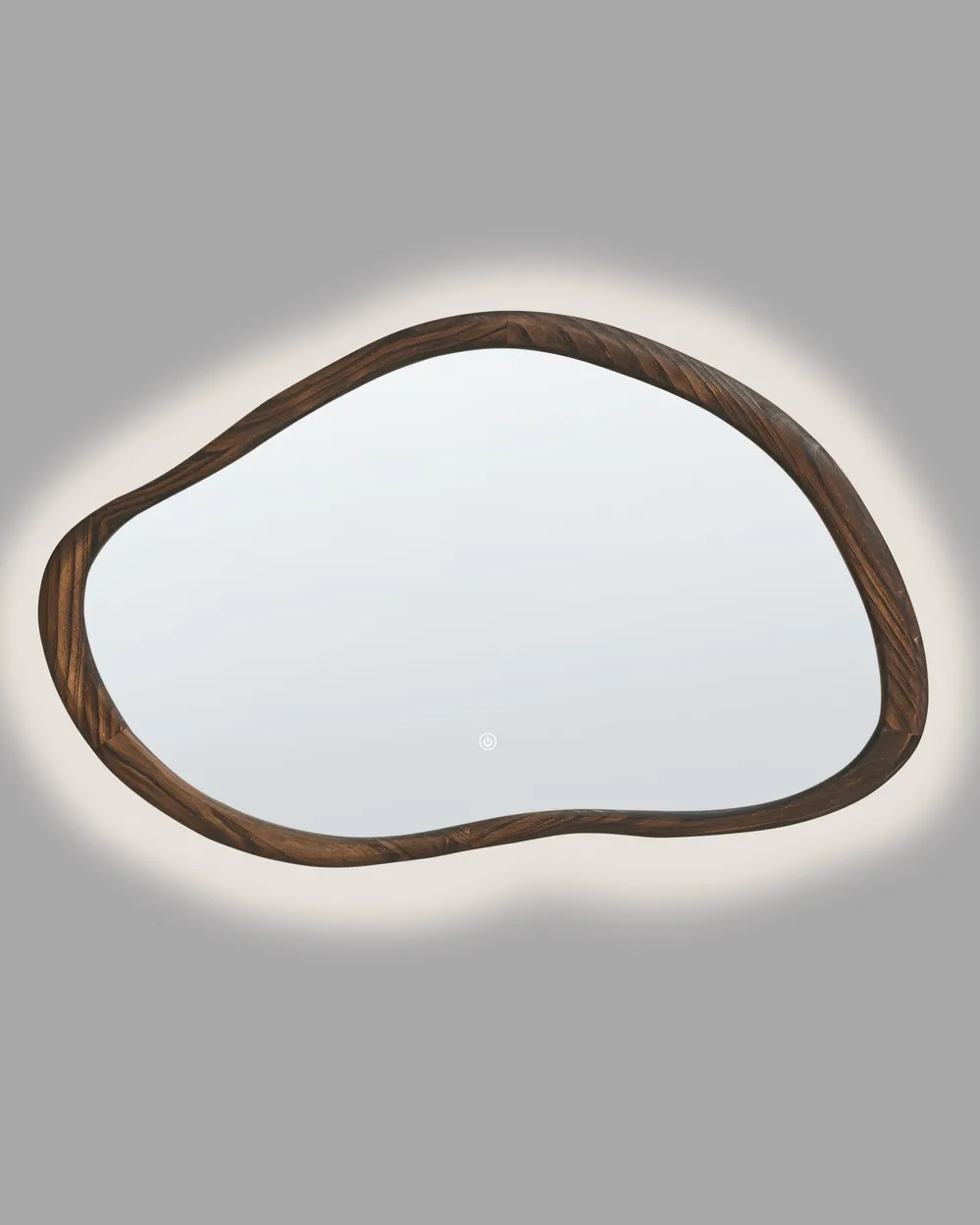 Badrumsspegel med LED MANCEY 93 cm 60 cm Mörkbrun_1090927