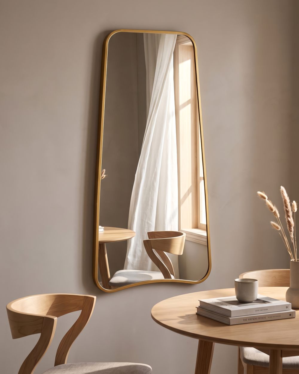 Väggspegel LEVET 58 cm 122 cm Metall Guld