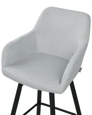 Set of 2 Bar Chairs CASMALIA Velvet Light Grey_898978