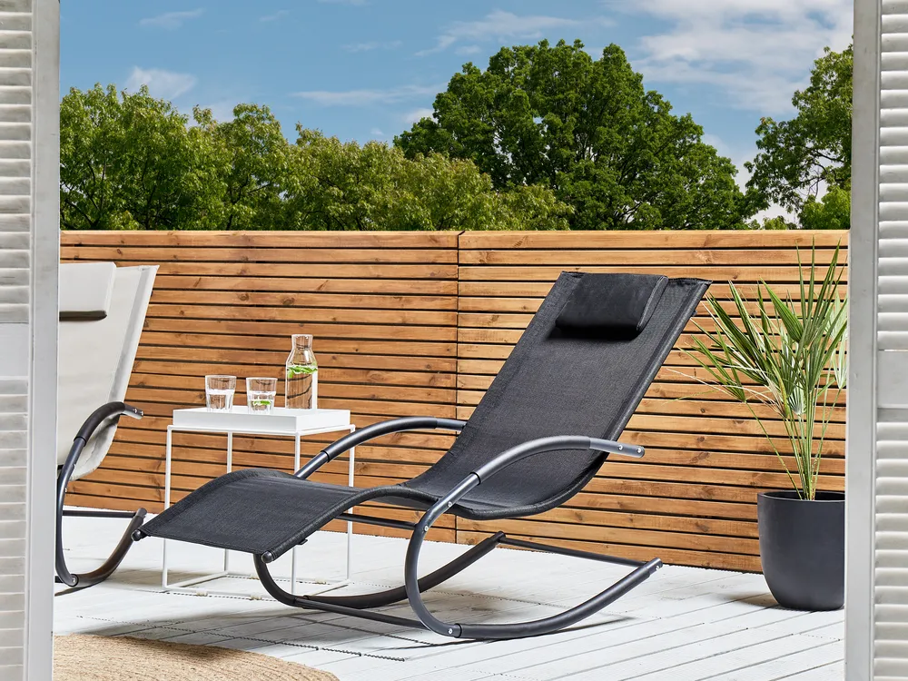 Rocking Sun Lounger CARANO II Metal Black