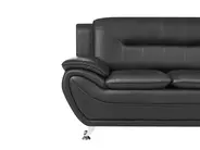 Sofa 3 Seater LEIRA Faux Leather Black_1058519