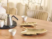 Set of 2 Trinket Dishes Leaf PALENQUE Metal Gold_822972