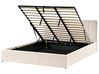 Ottoman Bed DREUX Velvet Light Beige 180 x 200 cm (EU Super King)