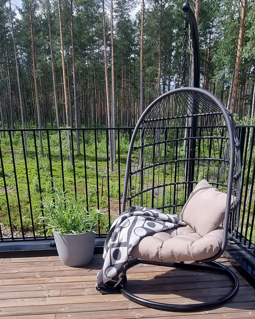 Hanging Chair with Stand ALLERA Metal Black_824862