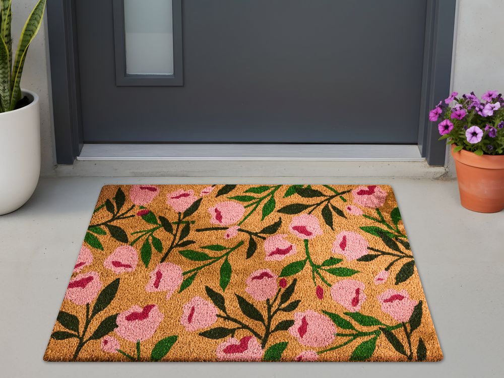Ovimatto MANGUAO Luonnonväri 60 x 90 cm Kukka kookoskuitu