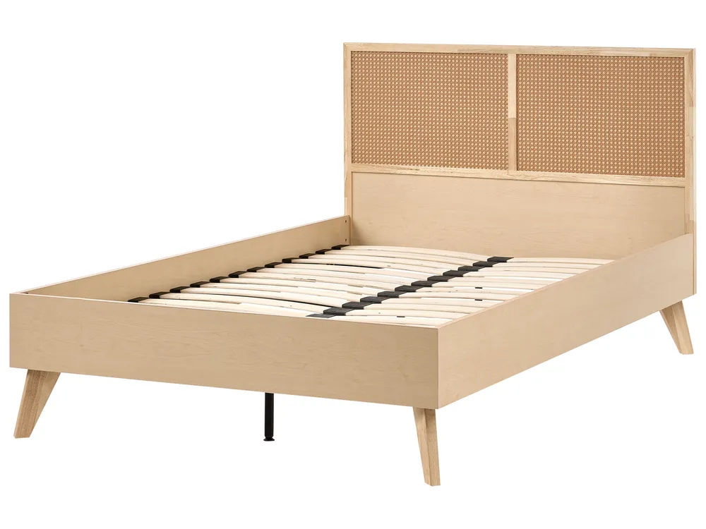 Bed PE Rattan MONPAZIER 120 x 200 cm (EU Small Double) Light Brown_1037753
