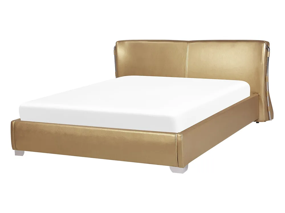Bed Leather PARIS 140 x 200 cm (EU Double) Gold