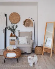 Standing Mirror with Shelf LUISANT 145 cm Pine Wood Light Brown_844268