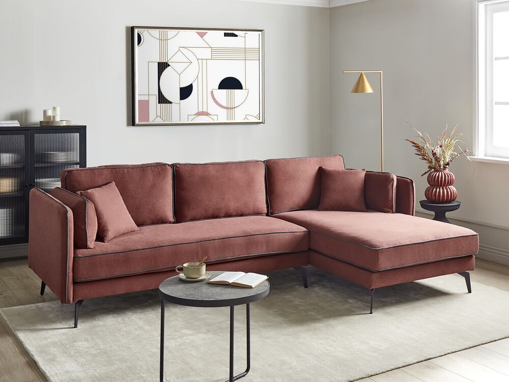 Corner Sofa ALTAN Fabric Burgundy Left Hand
