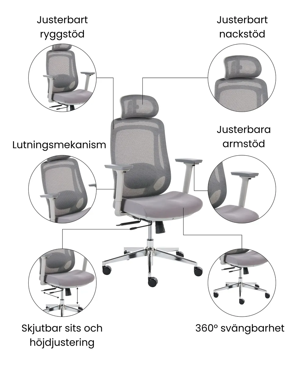 Kontorsstol OLYRA Grå_1071080