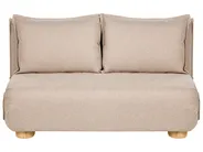 Sofa Bed 2 Seater ABISKO Faux Linen Beige_1030846