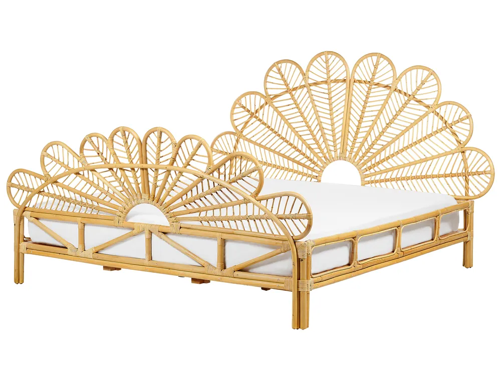 Bed Rattan FLORENTINE 180 x 200 cm (EU Super King) Light Brown