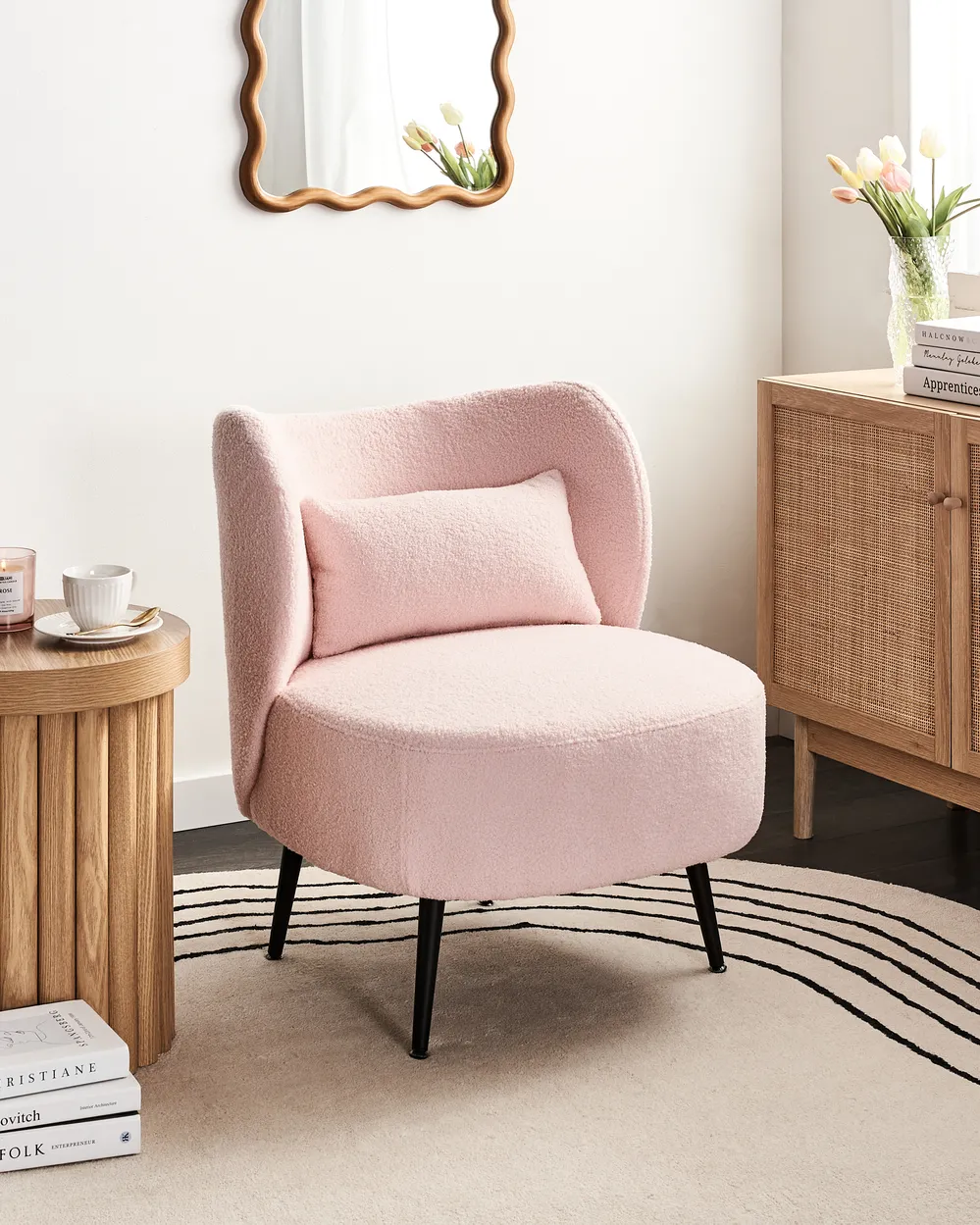 Armchair OTSBY Boucle Pastel Pink