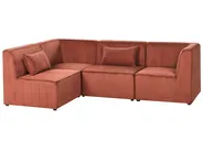 Modular Corner Sofa 4 Seater LEMVIG Corduroy Golden Brown Right Hand_1054967