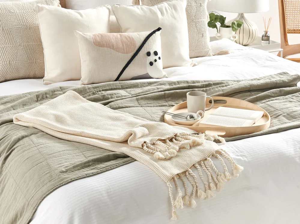 Blanket NAZILLI Cotton 125 x 150 cm Beige
