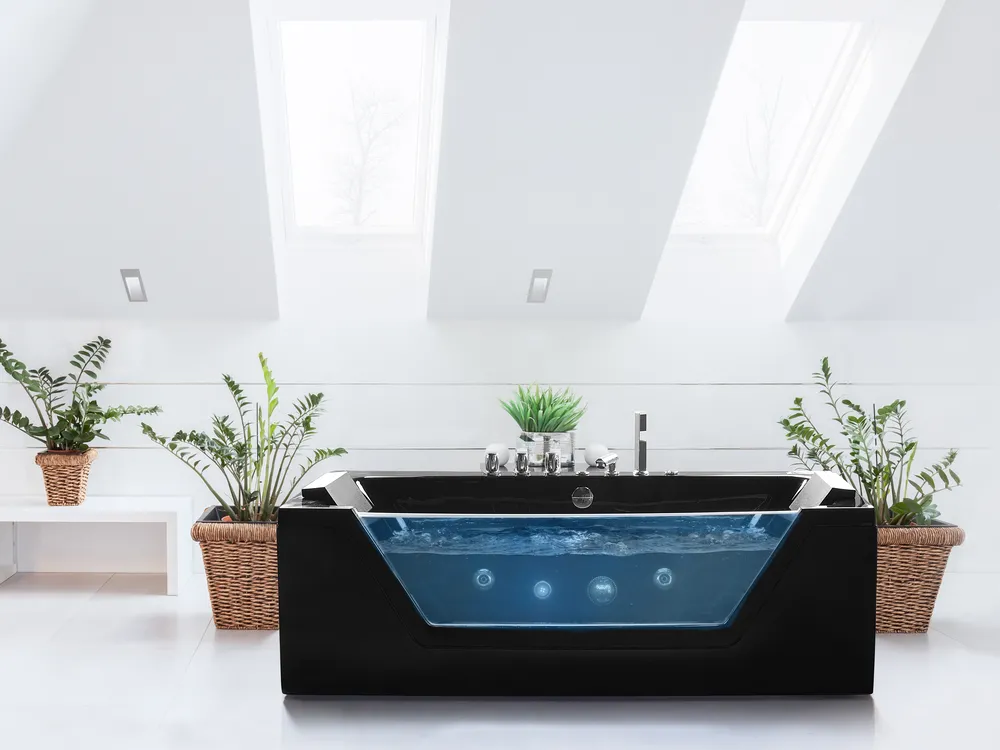 Corner Hot Tub with LED SAMANA 1620 x 760 mm Black