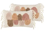 Set of 2 Decorative Cushions CALTHA 30 x 50 cm Cotton Beige Abstract Pattern_888174