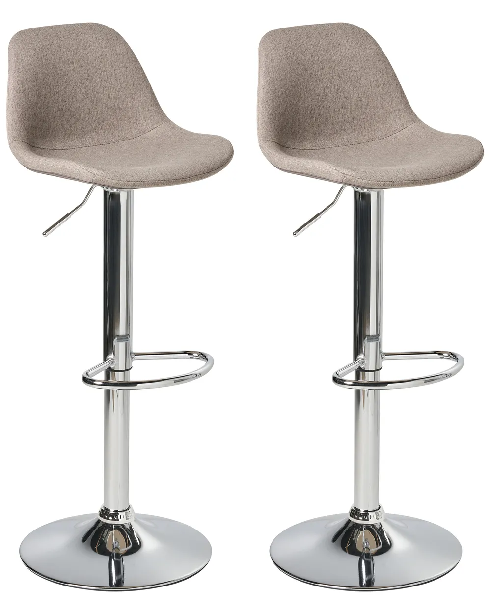 Set of 2 Bar Stools KAHLA Swivel Fabric Taupe