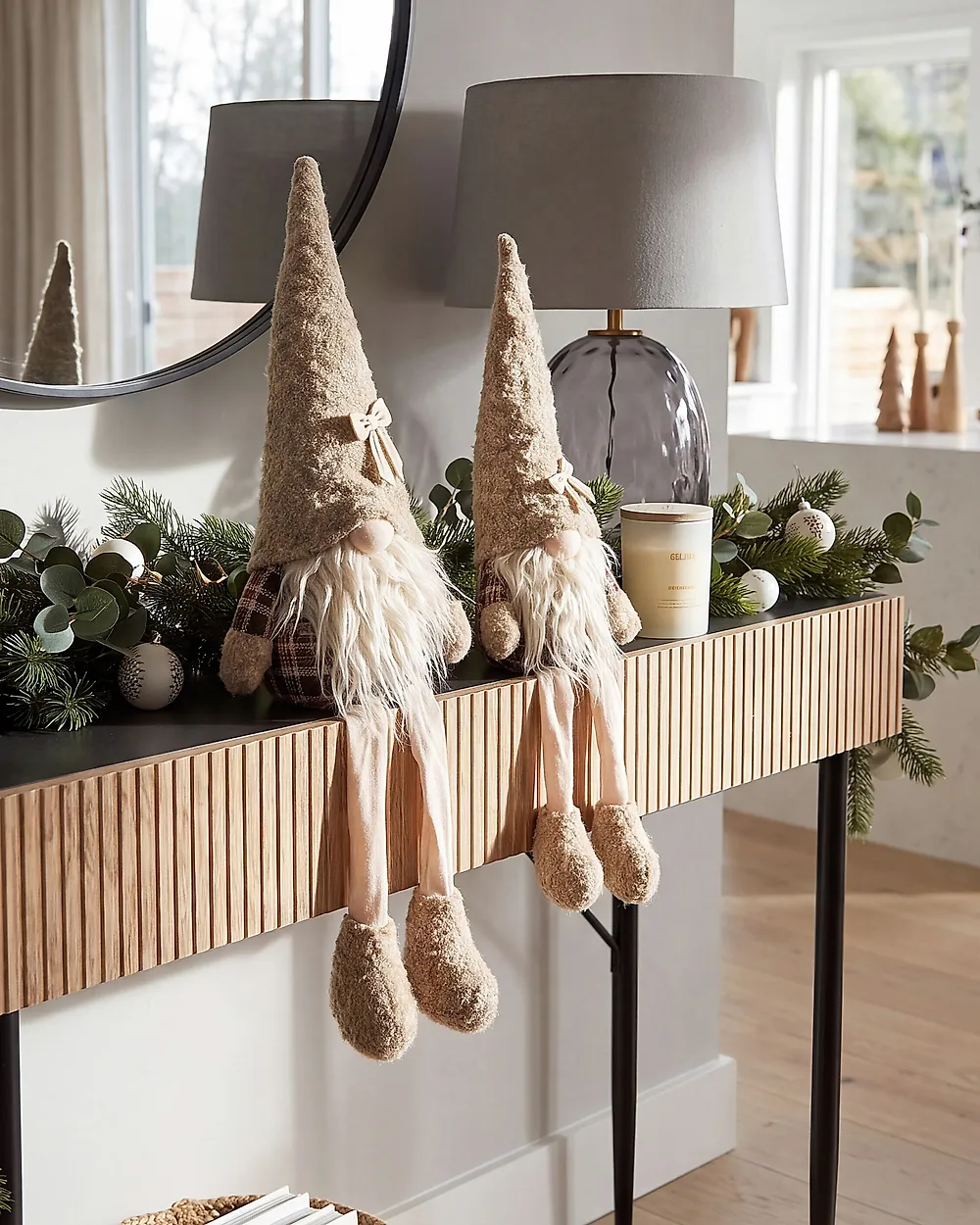 Joulukoristesetti 2 kpl ILOMANTSI 35/38 cm Tonttu Beige_1174042