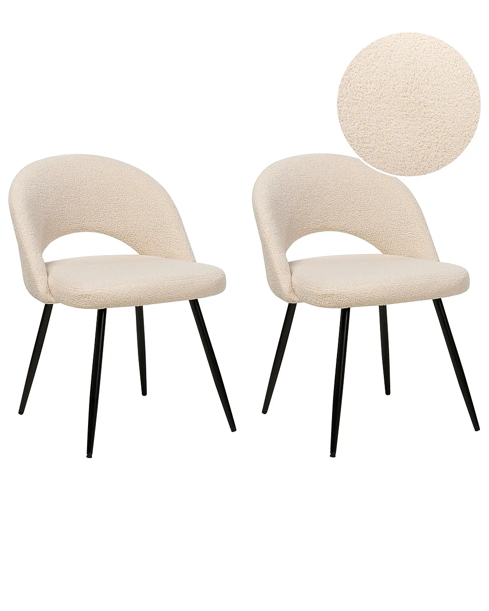 Set of 2 Dining Chairs ONAGA Boucle Beige
