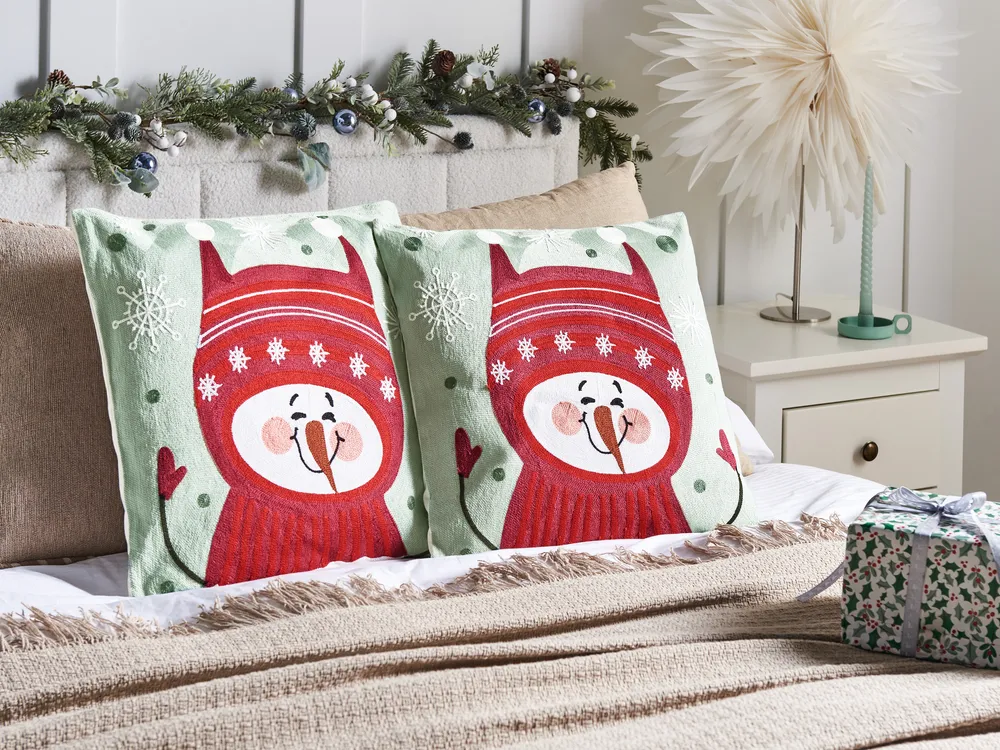 Set of 2 Decorative Cushions CUPCAKE Cotton 45 x 45 cm Red