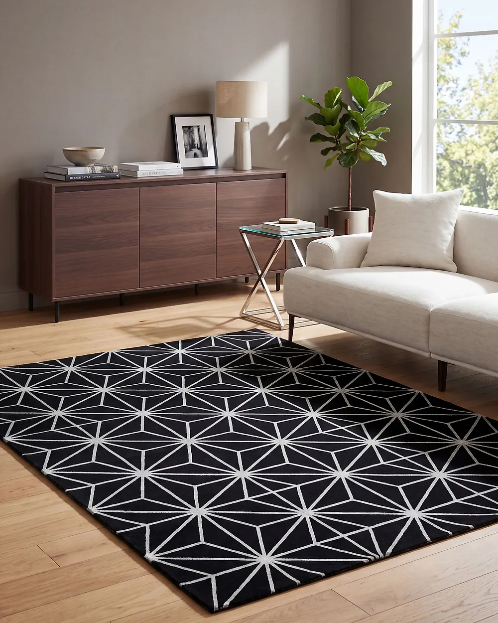 Rug SIBEL Black 160 x 230 cm Viscose_1177386