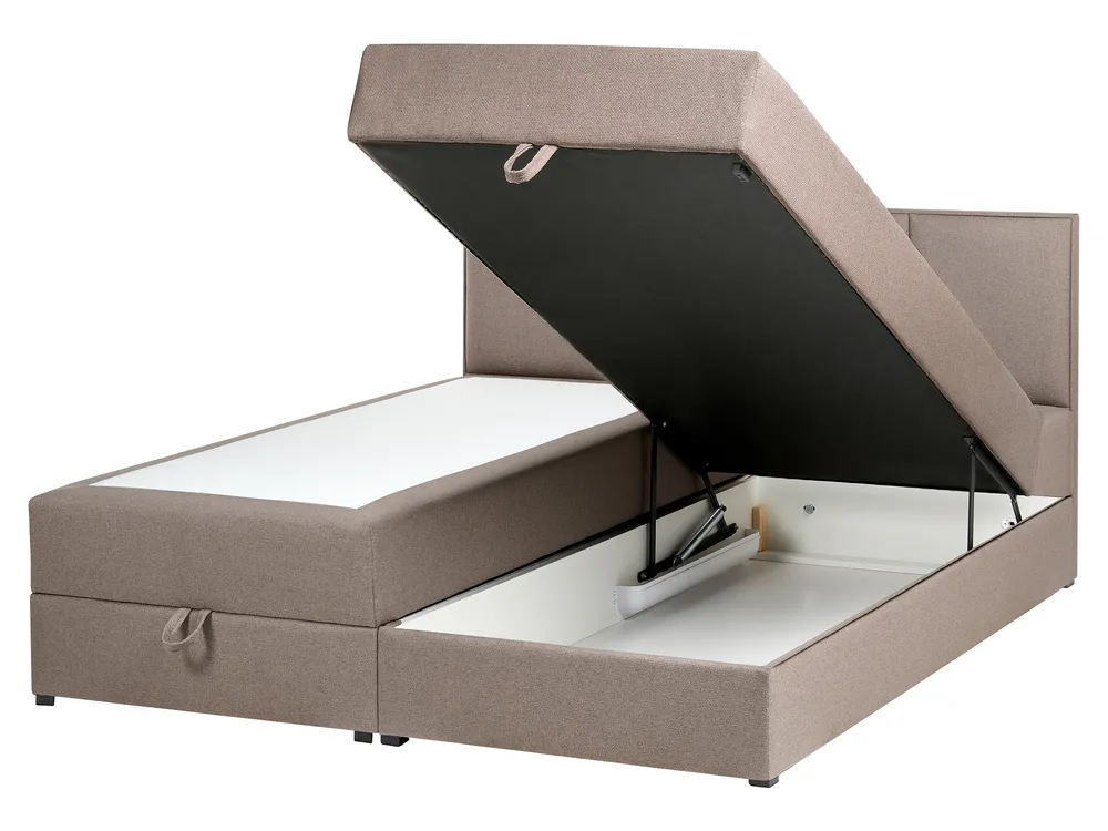 Divan Bed with Storage BARONET Fabric Taupe 160 x 200 cm (EU King Size)