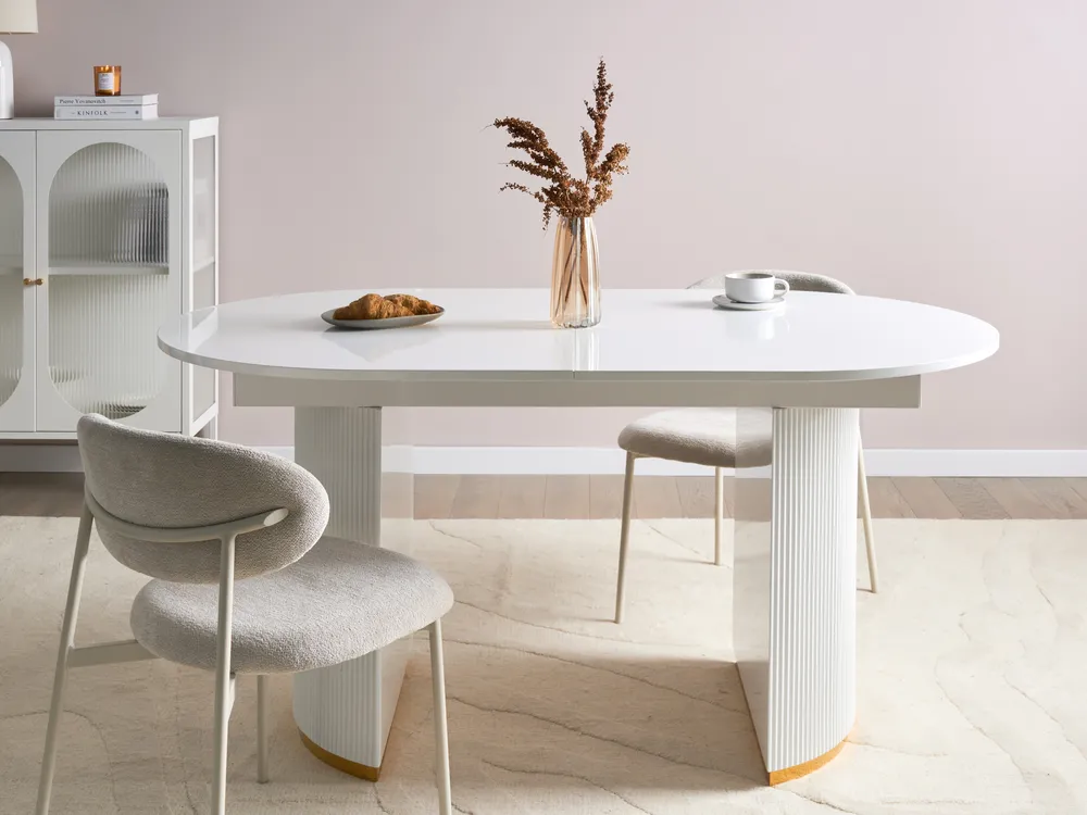 Extending Dining Table DULVERTON White 160/200 cm 90 cm_1005684