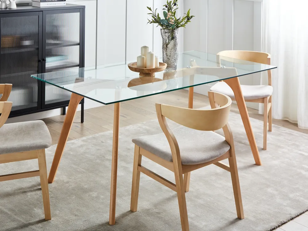 Dining Table HUDSON Transparent 160 cm 90 cm Tempered Glass