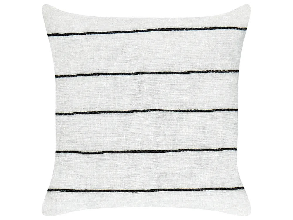 Set med 2 prydnadskuddar MILAS 50 x 50 cm Linne Svart/ Vit Randigt_904803