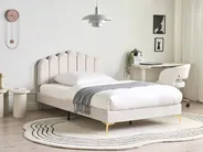 Bed Velvet SAUVIAN 120 x 200 cm (EU Small Double) Off-White_1014431