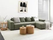 Corner Sofa 4 Seater LUNGO Corduroy Green Left Hand_962276