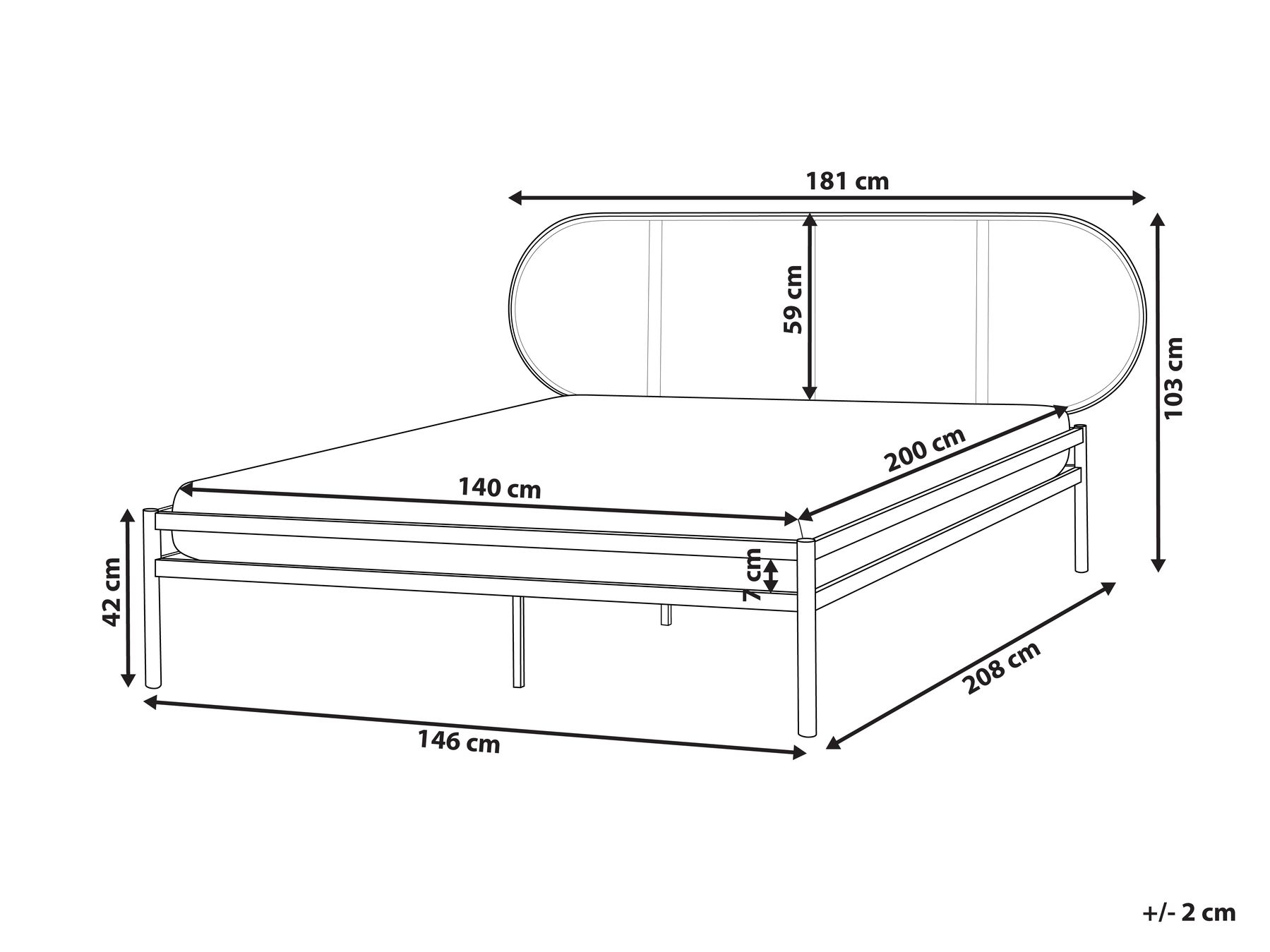 Bed PE Rattan BOULIN 140 x 200 cm (EU Double) Black_976717